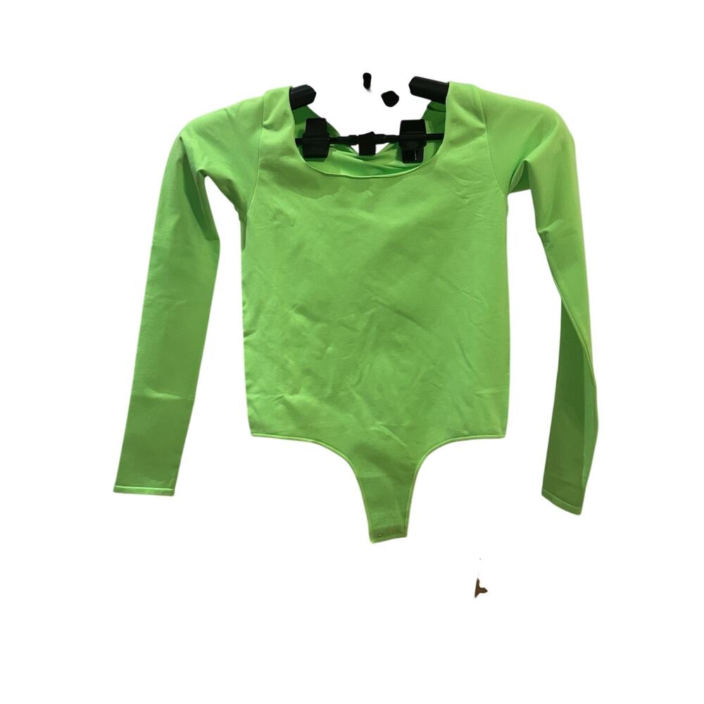NWT SKIMS Women's Neon Green Long Sleeve Bodysuit Size L/XL